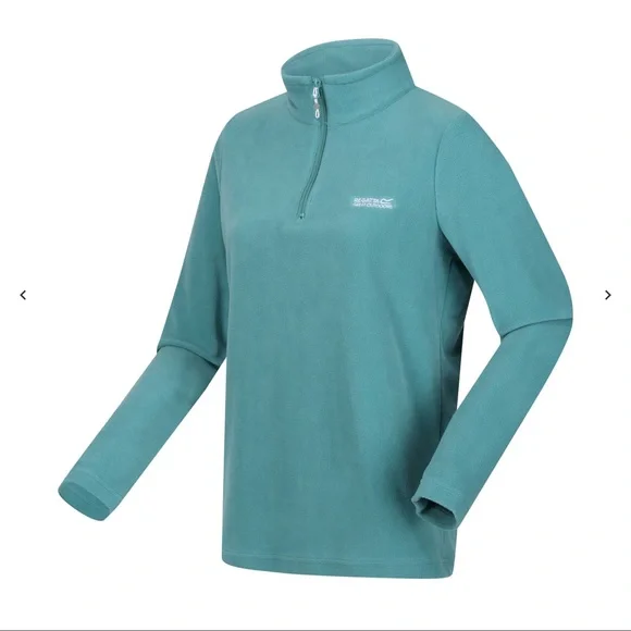 Regatta Womens Micro Fleece Size 12 Lightweight Pullover Turquoise 1/4 Zip Gorp - Picture 9 of 15